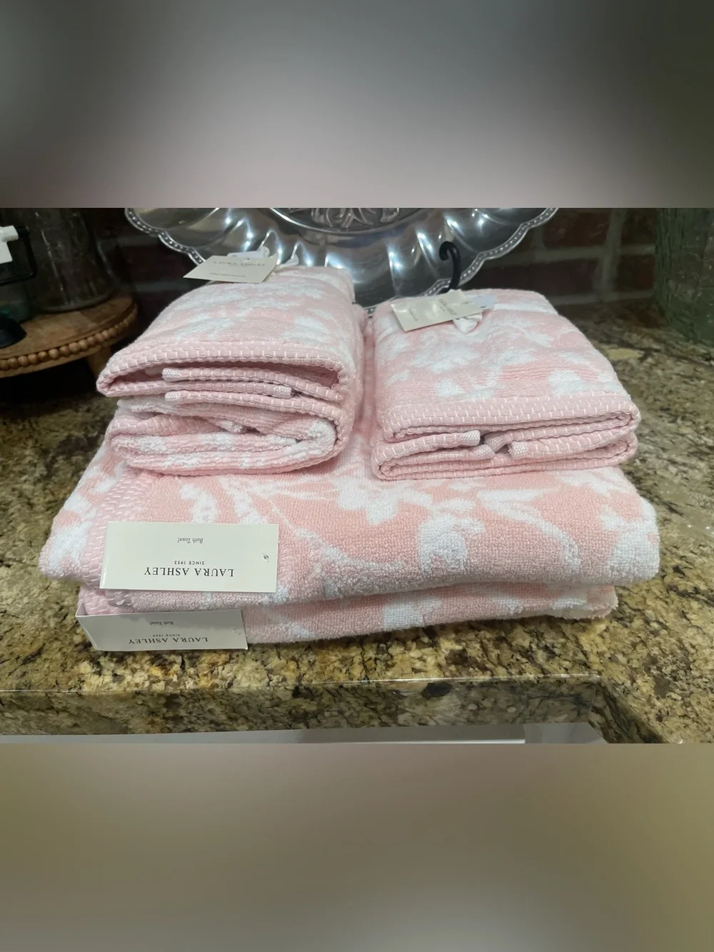 Laura Ashley RYE FLOWERS Reversible Towels Bundle - bath, hand & finger -NEW!
